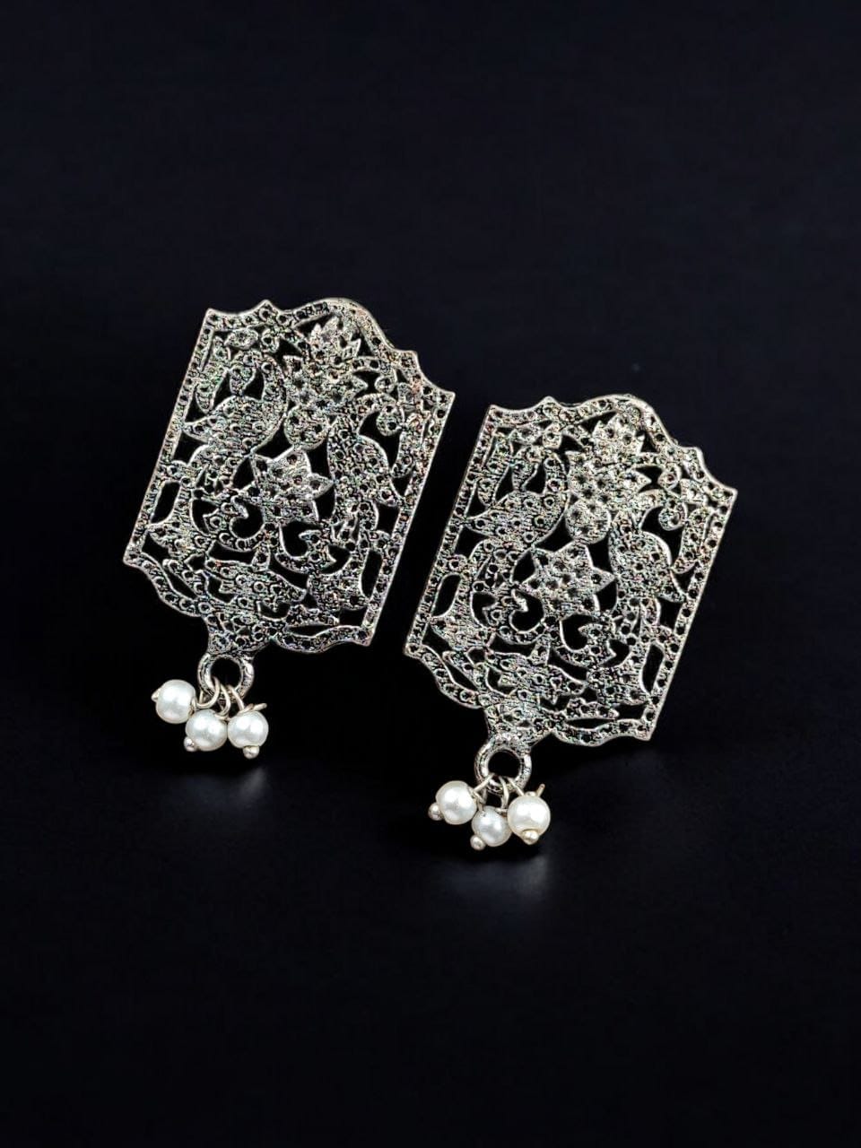 German Silver Antique Stud Earrings | Best Light Weight Stud jewelry