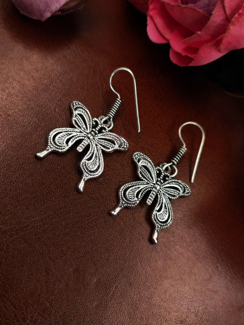 Butterfly Hook Earrings | Shiny Silver Replica Hook Earrings