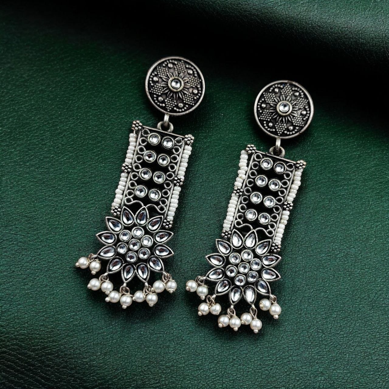 Elegant Brass Stud Earrings with Stunning Stone Detailing