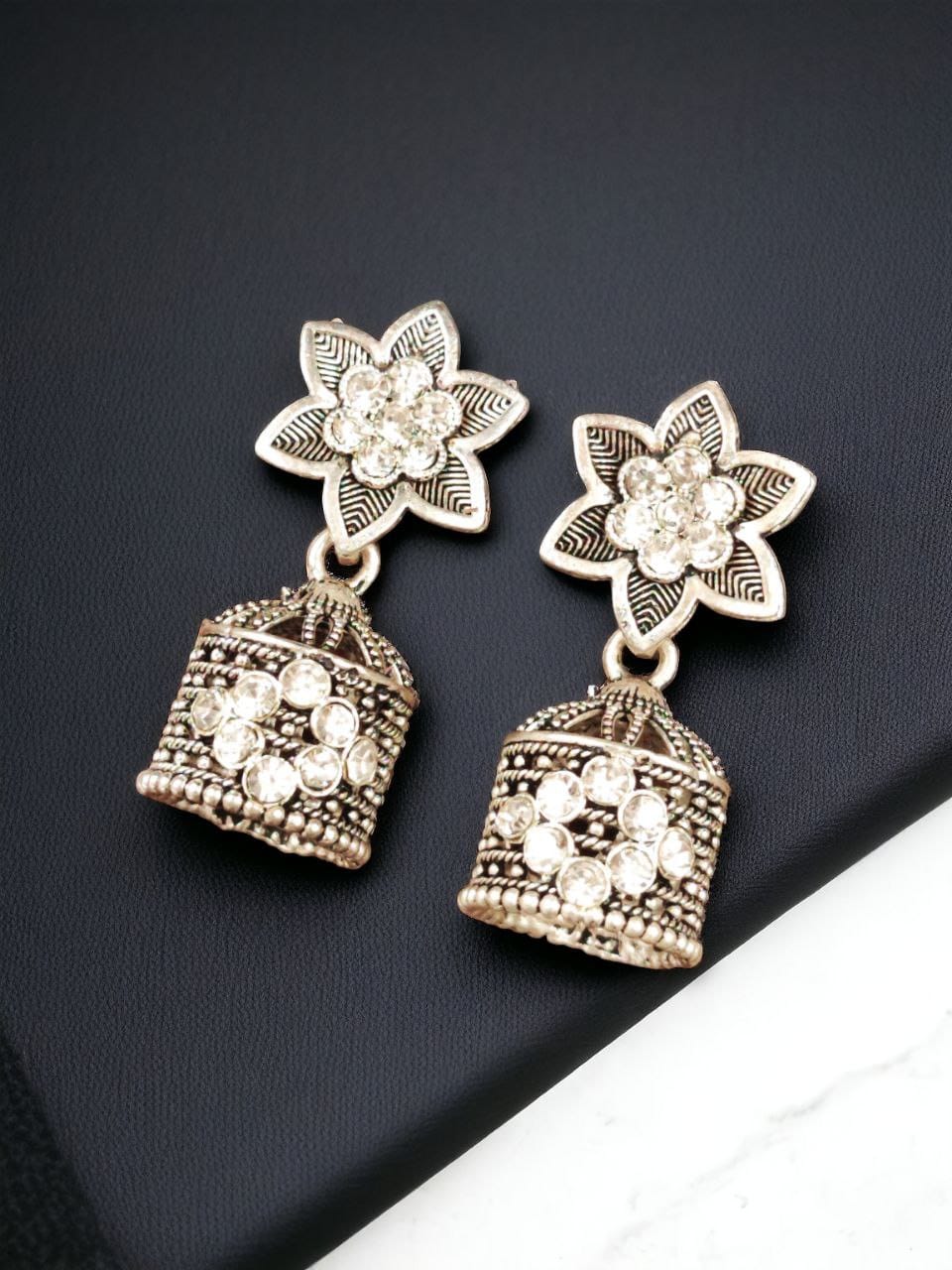Elegant Stone Stud Jhumka Earrings