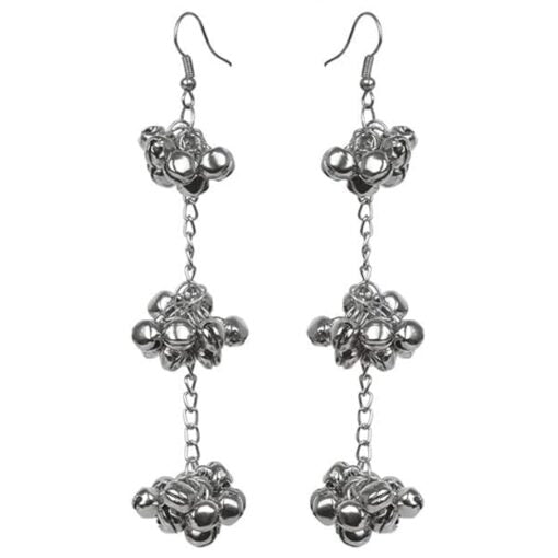 Hanging Style Ghungru Earrings | Silver Replica Hook Earrings