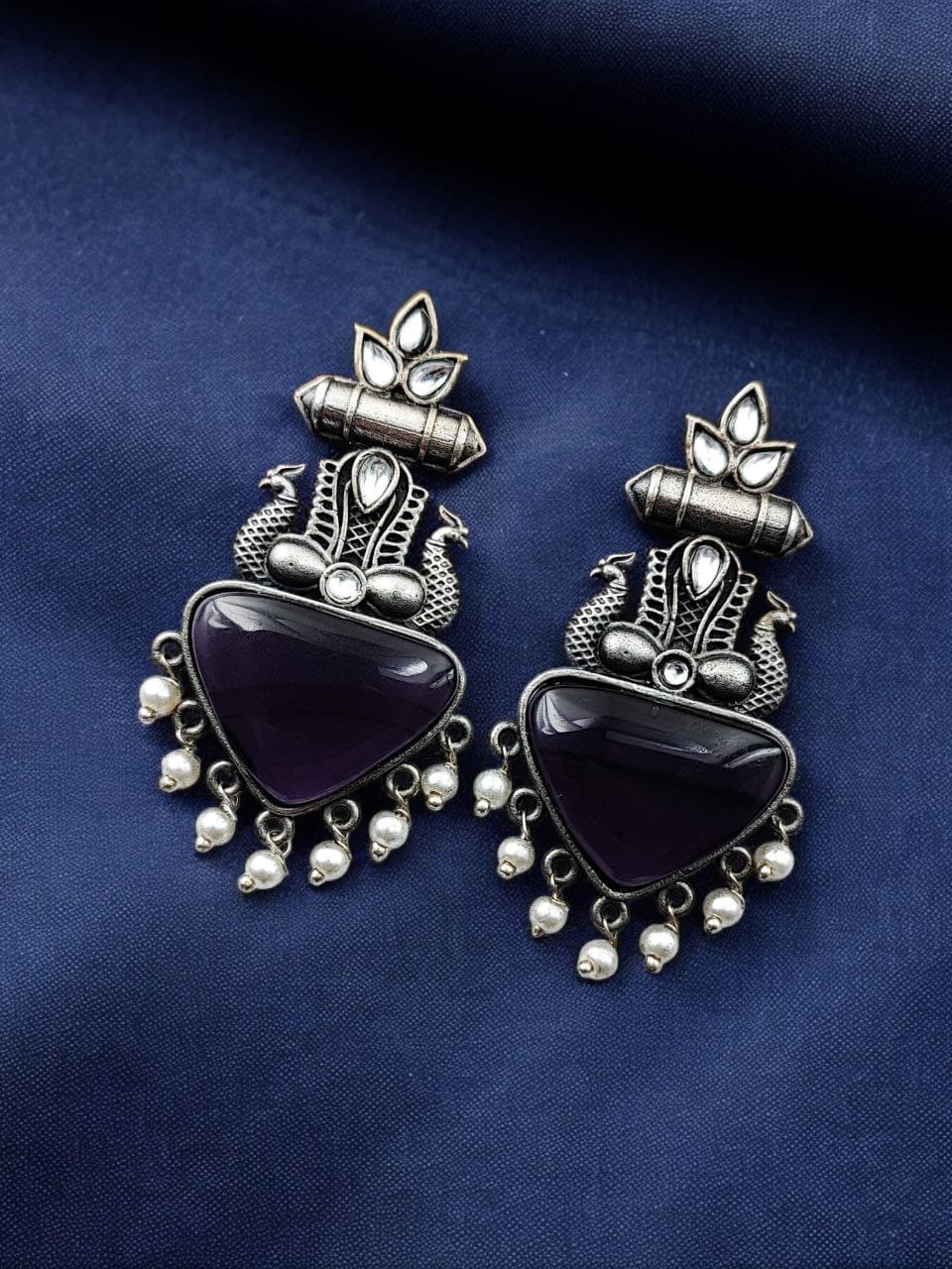 Silver Replica Peacock Monalisa Studs