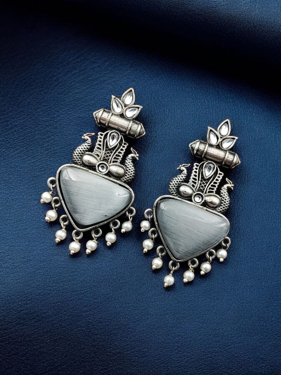 Silver Replica Peacock Monalisa Studs