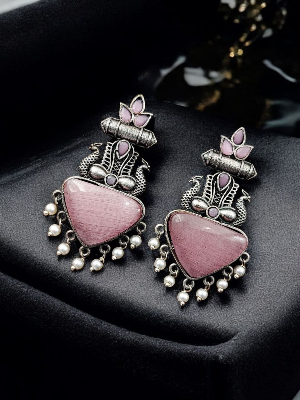 Silver Replica Peacock Monalisa Studs