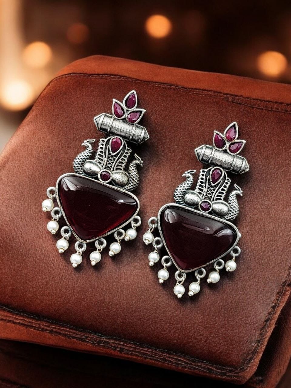 Silver Replica Peacock Monalisa Studs