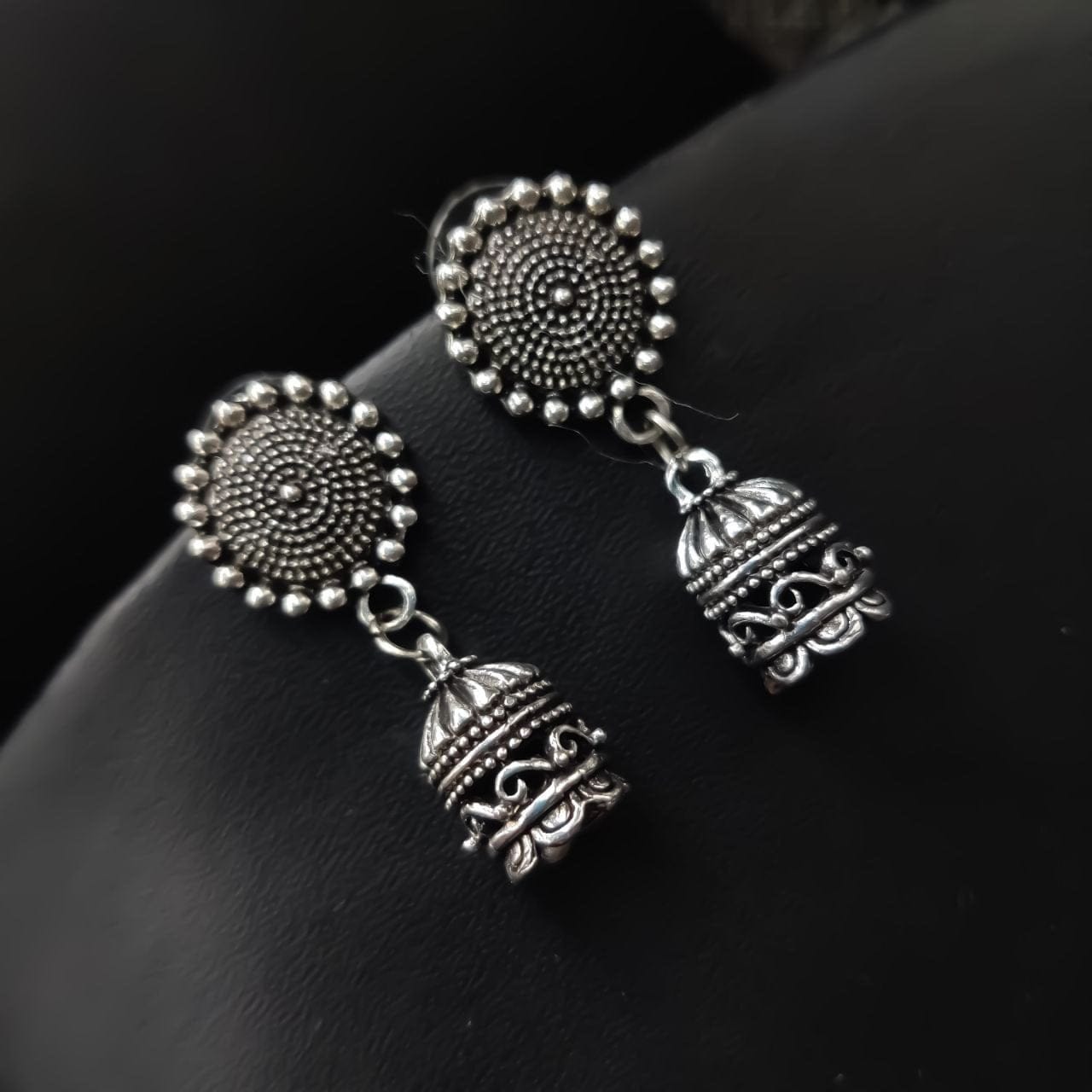 German Silver Jhumka Earrings