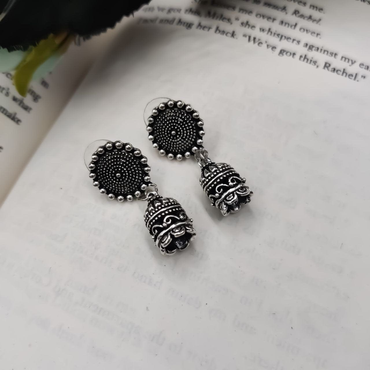 German Silver Jhumka Earrings