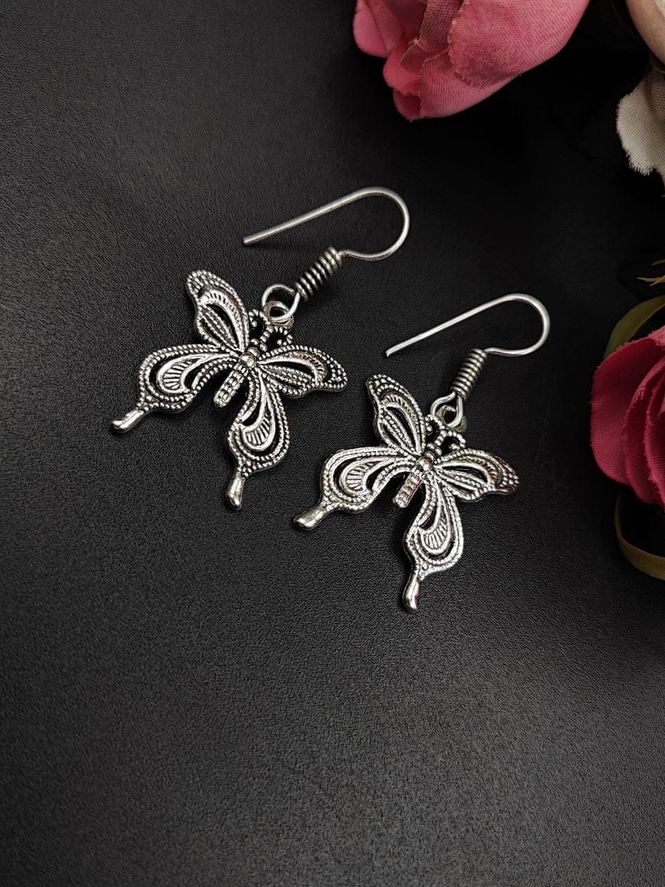 Butterfly Hook Earrings | Shiny Silver Replica Hook Earrings