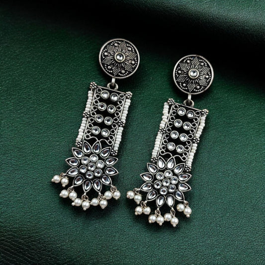 Elegant Brass Stud Earrings with Stunning Stone Detailing