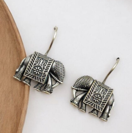 Oxidized Elephant Earrings – Silver Look Best-selling Dailywear Hook Earring