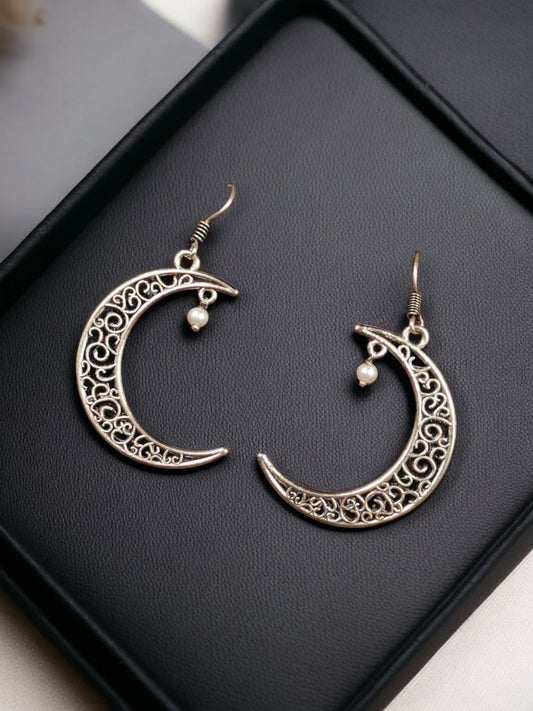 Moon Style Hook Earrings | Designer Silver Replica Earrings