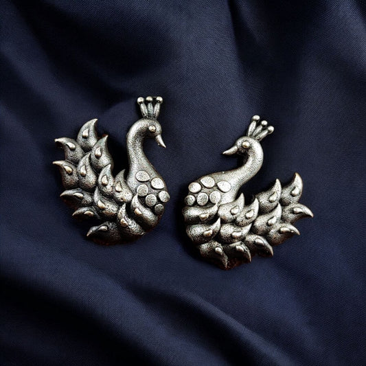Oxidised Bird Stud Earrings | Antique Silver Look alike Best Sparrow Studs For Girls