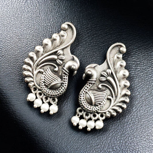 Luxury Peacock Stud Earrings | Antique Finish