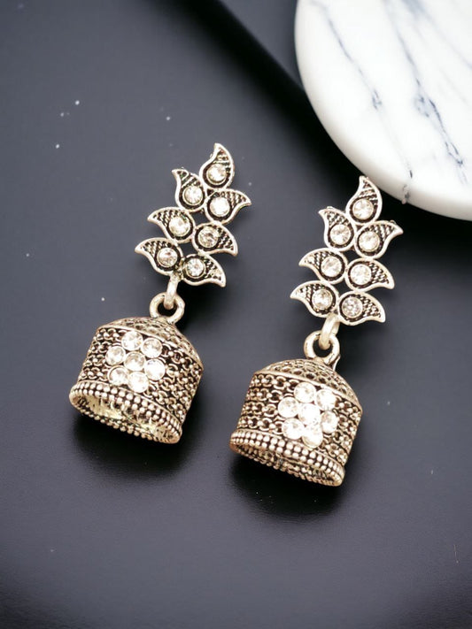 Perfect Leaf Jhumka Stud Earrings for Ethnic Elegance