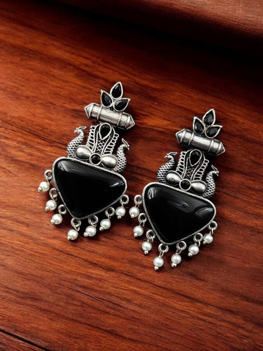 Silver Replica Peacock Monalisa Studs